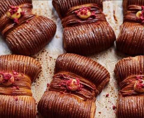 Sourdough Sophia's signature cross-laminated bows filled with passionfruit curd  1060x870