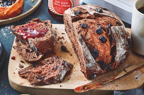 M&S chocolate sourdough with very berry jam