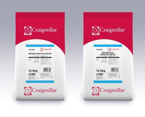 Craigmillar reduced sugar cake mix packaging